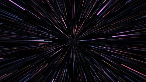 Abstract long exposure, speed lines motion on 3d illustration. Stock Illustration