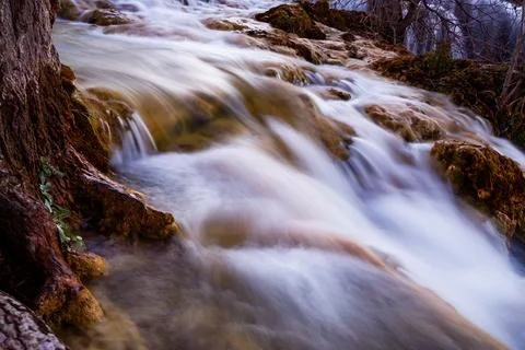 Abstract Long Exposure Water Flow at Ruidera Casca Stock Photos