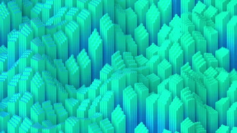 Abstract Loop 3D pattern background of turquoise and cyan geometric cubes 库存影片 347507137