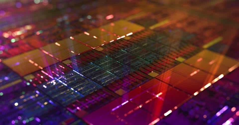 Abstract loop animation of computer GPU, CPU chip Video stock 149329326