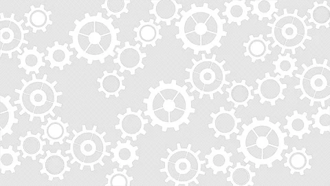 Abstract loop animation with geometric white gear wheels. ALPHA channel cogwheel Stock Footage 147190392