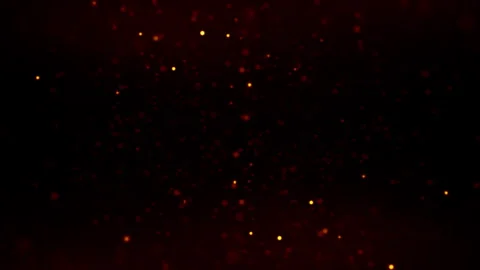 Abstract loop animation orange gold dust particles floating on black background Stock Footage 313435583