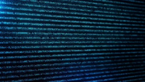 Abstract loop animation of Programming code running through computer screen Stock Footage 178588880