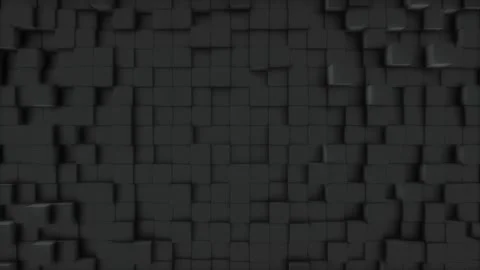 Abstract loop backdrop with dark gray random cubes movement surface. Stock-Footage 235633144