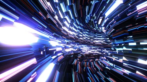 Abstract loop blue digital 3D futuristic tunnel Stock-Footage 201349123