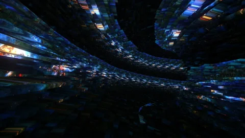 Abstract loop blue digital flying lines motion Stock Footage 202293310