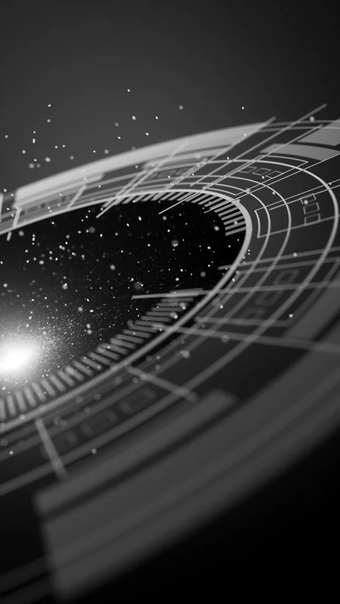 Abstract loop of circular HUD with space like shining particles. Stock Footage 315526613