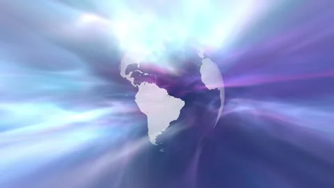 Abstract loop color nebula light with earth globe rotation Stock Footage 340587015