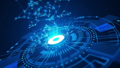 Abstract loop of connected nodes forming a digital network. Looping move. Stock Footage 315526516