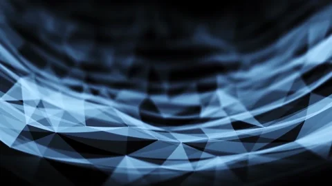 Abstract loop curved triangle pattern waves motion on black background Stock Footage 340238558