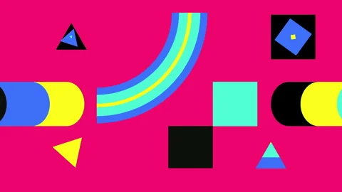 Abstract loop geometric motion design. Geometric shape animation in bright Stock Footage 278552198