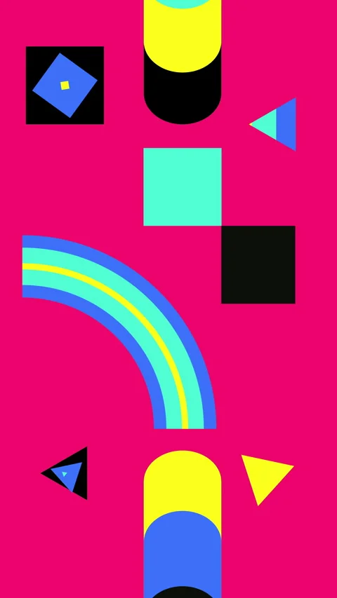 Abstract loop geometric motion design. Geometric shape animation in bright Stock Footage 279601521