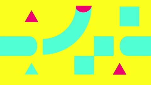 Abstract loop geometric motion design. Geometric shape animation in bright Stock Footage 280087306