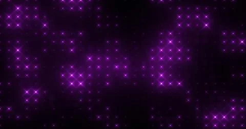 Abstract loop glowing purple bright disco wall with light bulbs abstract ba.. Illustrazione stock