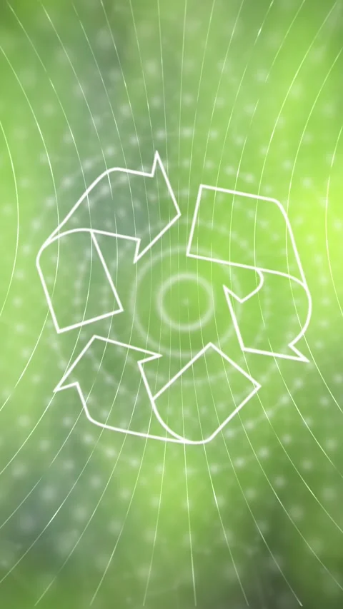 Abstract loop green nature blurred background with recycle symbol animation Stock Footage 345059933