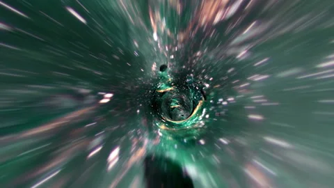 Abstract loop hyperspace grunge green tunnel wormhole background 動画素材 200926294