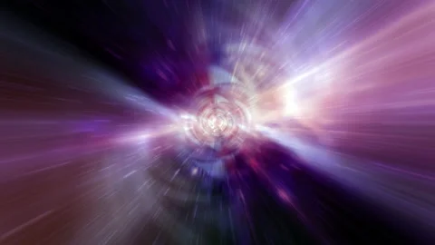 Abstract loop hyperspace through colorful wormhole vortex tunnell Stock Footage 194985695