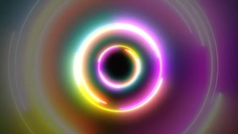 Abstract loop hypnotic colorful radial circle ring rotation animation background Stock-Footage 283983460