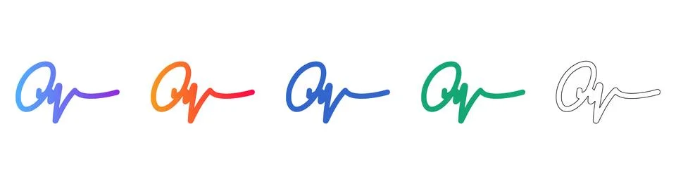 Abstract Loop Line Art Icons in Five Styles Stock Illustration