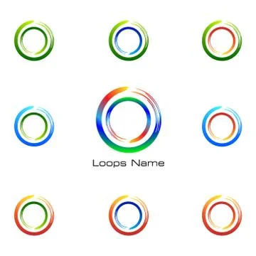 Abstract Loop Logo with Geometric Circle Wheels set. Business icon, web, Vect Stock Illustration