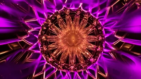 Abstract Loop Motion Background Kaleidoscope Gold purple Light Stock Footage 255228575