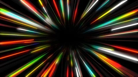 Abstract loop of a multicolored tunnel on a black background. Futuristic sh.. Stock Illustration