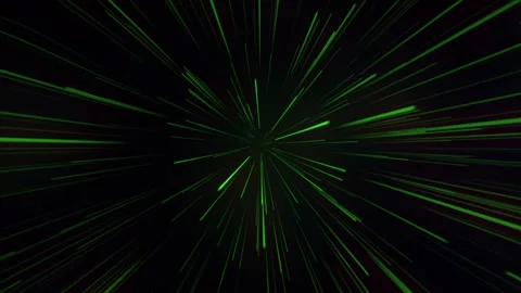 Abstract loop neon green light rays moving from center on black background Stock Footage 313754044