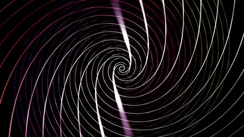 Abstract loop rotating endless spirals on black background Stock Footage 341831912