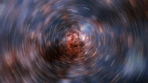 Abstract loop traveling through time space clouds wormhole Stock Footage 144380532