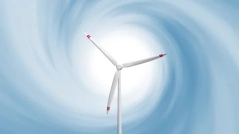 Abstract loop turbine wind plant with artistic wind effect Stock Footage 334081558