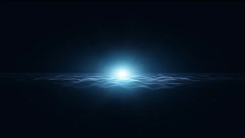 Abstract loop waves with light on dark black background Stock Footage 337233725