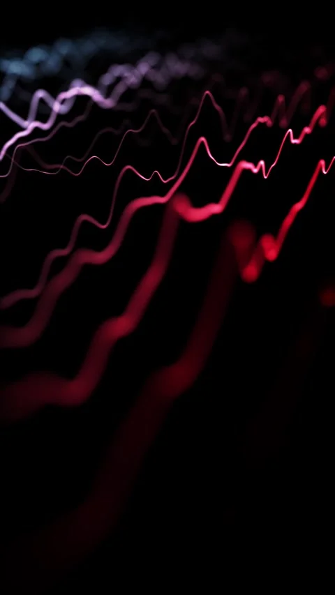 Abstract loop wavy lines on black vertical background Stock Footage 344790043