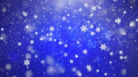 Abstract Loopable Background With Nice Falling Blue Snow Snowflakes Stock Footage