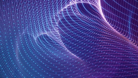 Abstract loopable blue and violet wavy motion background. Futuristic animation. Stock Footage 112107416