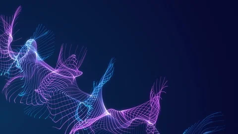 Abstract loopable blue and violet wavy motion background. Futuristic animation. Video stock 112107935