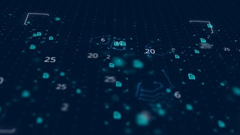 Abstract loopable blue cg motion waving dots texture with glowing defocused Stock Footage 122592297