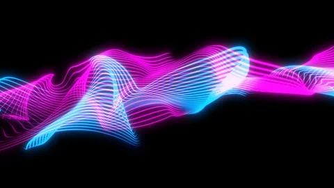 Abstract loopable glowing blue and violet wavy motion background made by glowing Stock Footage 123544870
