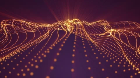 Abstract loopable Gold cg motion waving dots background Video stock 94090957