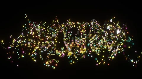 Abstract looped 3d background. multicolored glowing spheres on dark background.  Video stock 284935543