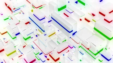 Abstract looped 4k light background with network of different sizes white bloks Stock Footage 147559256
