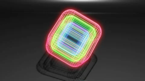 Abstract looped animated background. multi-colored cube frames transform into a  Video stock 154769672