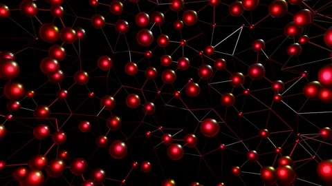 Abstract looped animated background. silver spheres with red illumination connec Stock Footage 155565541