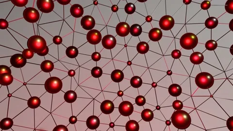 Abstract looped animated background. silver spheres with red illumination connec Stock Footage 155565548