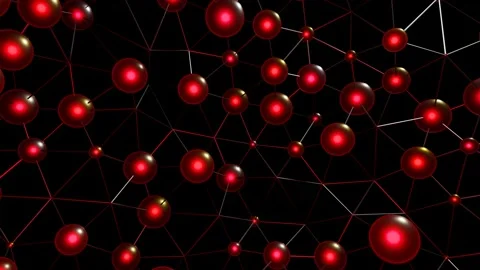 Abstract looped animated background. silver spheres with red illumination connec Stock Footage 155565549