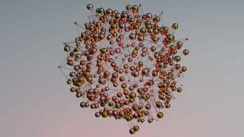 Abstract looped animated background. silver spheres with red illumination connec Stock Footage 155565564