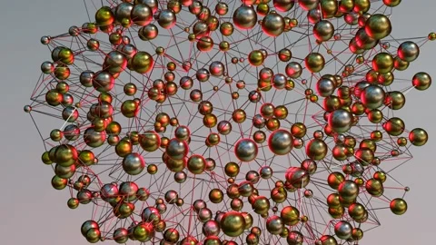 Abstract looped animated background. silver spheres with red illumination connec Stock Footage 155565624