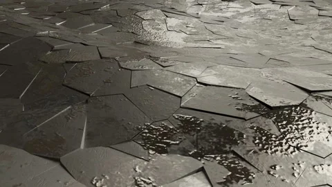 Abstract looped animation of waves with cracked surface. Video stock 129493544