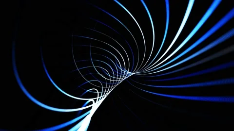 Abstract looped background in 4k with blue light streaks, light and bokeh Stock Footage 140980943