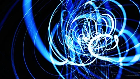 Abstract looped background in 4k with blue light streaks, light and bokeh Stock Footage 140980994