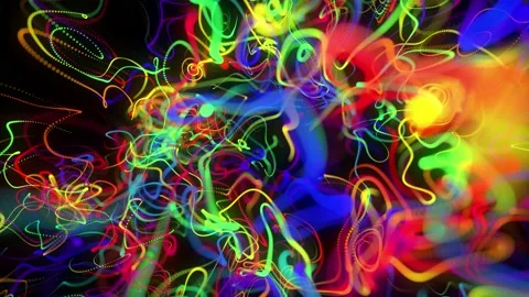 Abstract looped background with flow of glow multicolor lines or light streaks Stock Footage 140902367